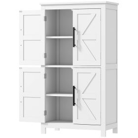 4 tier Shelf Bathroom Freestanding Cabinet, Farmhouse Bathroom Cabinet, 23.6" x 11.8" x 43.3", White