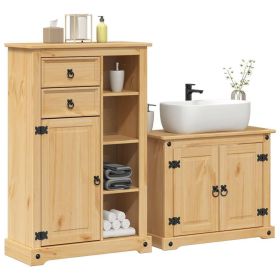 Bathroom Furniture Set Honey Solid pine wood, engineered wood, metal
