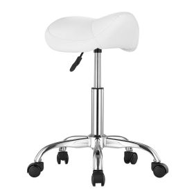 VEVOR Saddle Stool with Wheels, 450 LBS Weight Capacity Ergonomic Rolling Stool, Height Adjustable Thickened PU Leather Swivel Saddle Chair for S