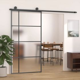 Sliding Door Frosted ESG Glass and Aluminum 40.4"x80.7" Black