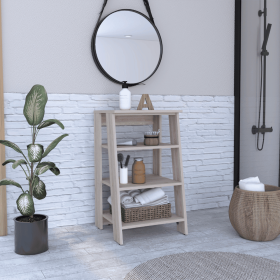 Linen Cabinet Jenne, Four Open Shelves, Light Gray Finish