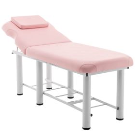 Professioanl Massage Table , Backrest Adjustable, Removable Headrest, Bottom Shelf Storage , Memory Foam Layer Salon Bed,White