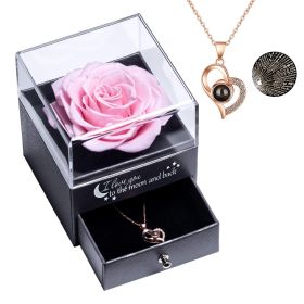 Preserved Real Rose Gift Box Enchanted Real Rose with I Love You Necklace 100 Languages Gift ; Eternal Rose Flower Handmade Preserved Rose Gift f