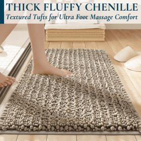 ComfiTime Bathroom Rugs, 20 x 24 in, 2000GSM Thick Slip-Resistant Chenille Bath Mat for Tub, Shower Bathroom Floor, Machine Washable, Ultra Absor