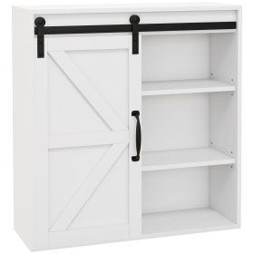 Bathroom Medicine Cabinet, Wall Cabinet with Sliding Door and Adjustable Shelf, 22.75" x 7.75" x 24.5", White