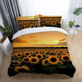 3D Digital Printing Home Textile Four Piece Set Three Piece Set Bedding Sunflower Series Polyester Duvet Cover Set (Option: HEIXIANGRIKUI  US  Q)