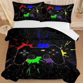 Black Video Game Comforter For Girls Boys Red Blue Green Purple Yellow Ink Game Controller Bedding Boy Bedroom Living Bed Decor With 1 Comforter (Option: King-Black)