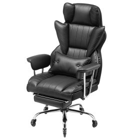 VEVOR Executive Office Chair with Footrest, 400lb Capacity Office Chair with Lumbar Pillow & Removable Armrests, Heavy Duty Ergonomic Chair (Color: Black)
