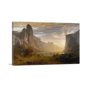 Looking Down Yosemite Valley (Type: Standard Framed Canvas Print, size: 40" x 26" / 100cm x 65cm (approx))
